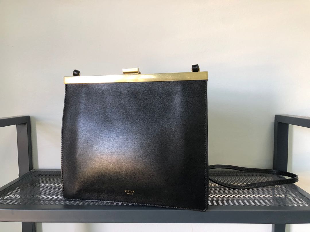 Celine Clasp Black Leather, Men'S Fashion, Bags, Belt Bags, Clutches And  Pouches On Carousell
