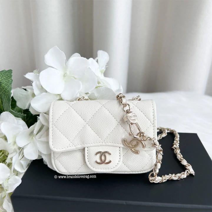 Chanel 22C Micro Clutch with Chain in Ivory Caviar LGHW