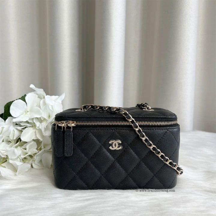 Chanel 22C Small Vanity Case in Black Caviar LGHW, Luxury, Bags & Wallets  on Carousell