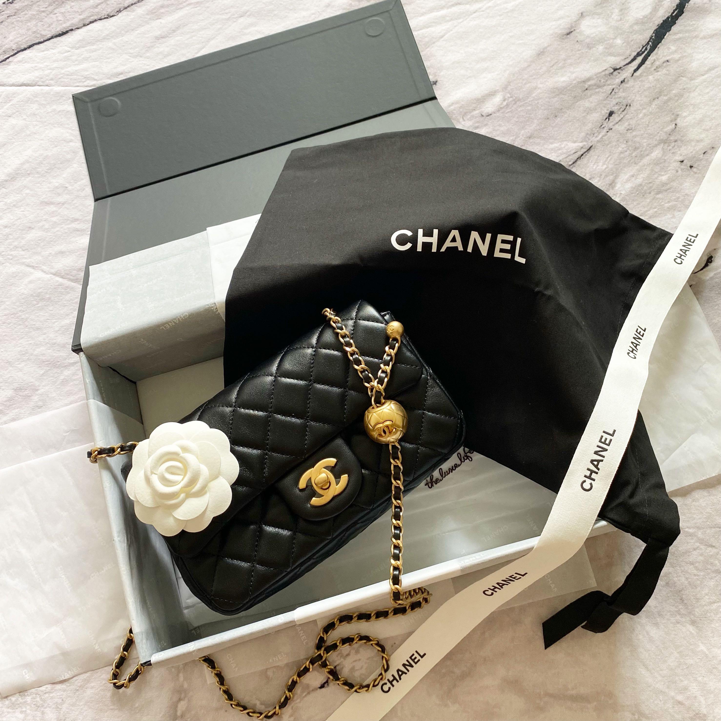 Chanel Classic Mini 20cm Flap Bag Gold Ball Pearl Crush CF 金球金波, 名牌, 手袋及銀包-  Carousell