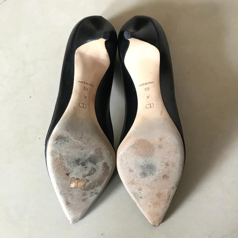Christian Dior black leather pointy pumps heels Dior Shoes, 名牌, 鞋及波鞋 Carousell