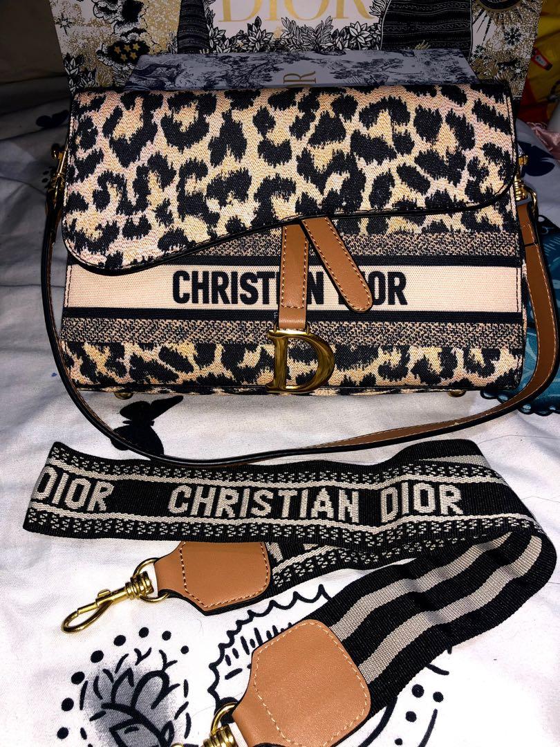 Christian Dior Saddle Leopard Large Sling and Shoulder Bag, Women's Fashion, Bags & Wallets