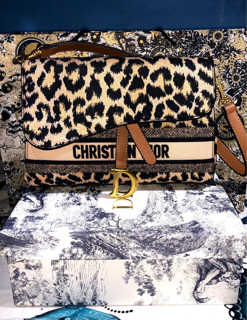 Christian Dior Saddle Leopard Large Sling and Shoulder Bag, Women's Fashion, Bags & Wallets