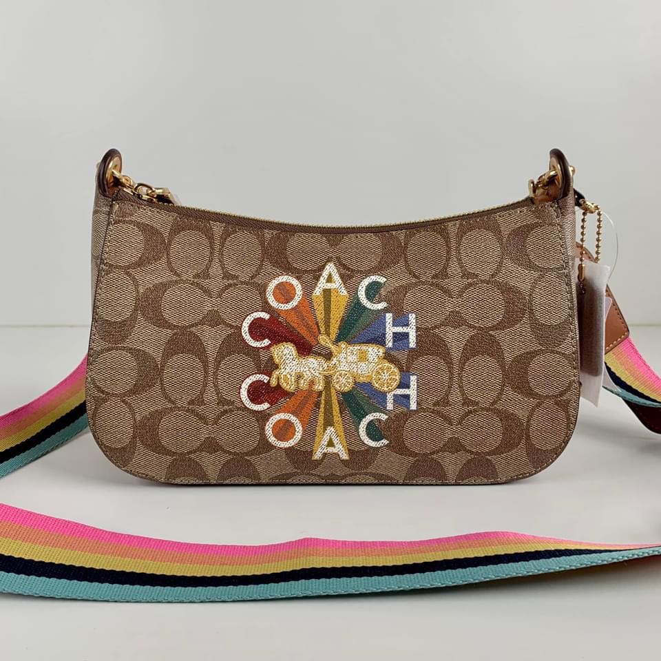 Coach Jes Baguette in Signature with Coach Radial Rainbow, Women's