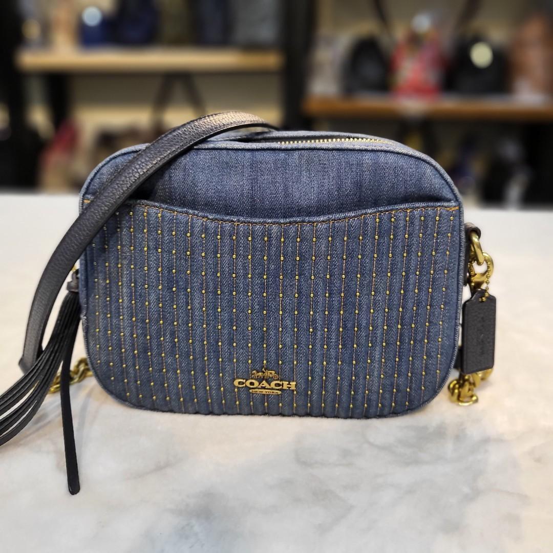 Coach studded denim camera bag outlet