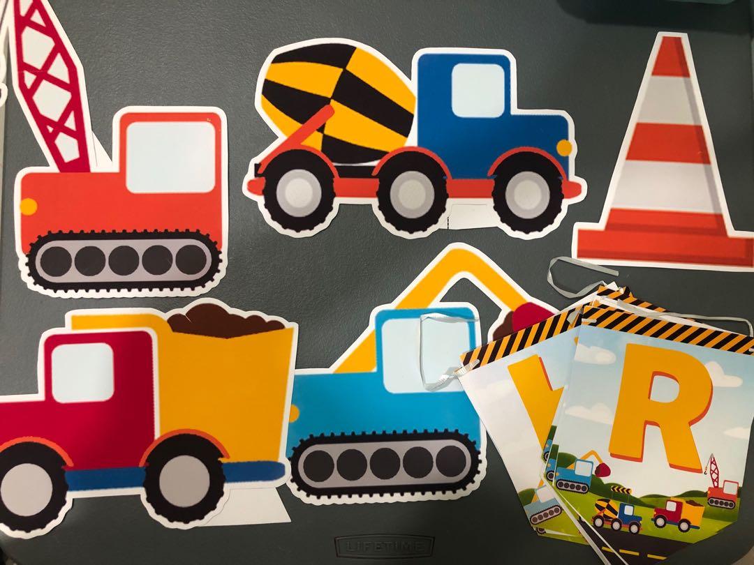 Construction Party Theme Decor (Category: Occasions & Party Supplies) located in Imus. Submitted by jalvs (Listing ID 1137488638, Image 1). Description: Construction Party Theme Decor Happy Birthday Banner 5 pieces Table Centerpiece 3T GAP Contstruction Shirt.
