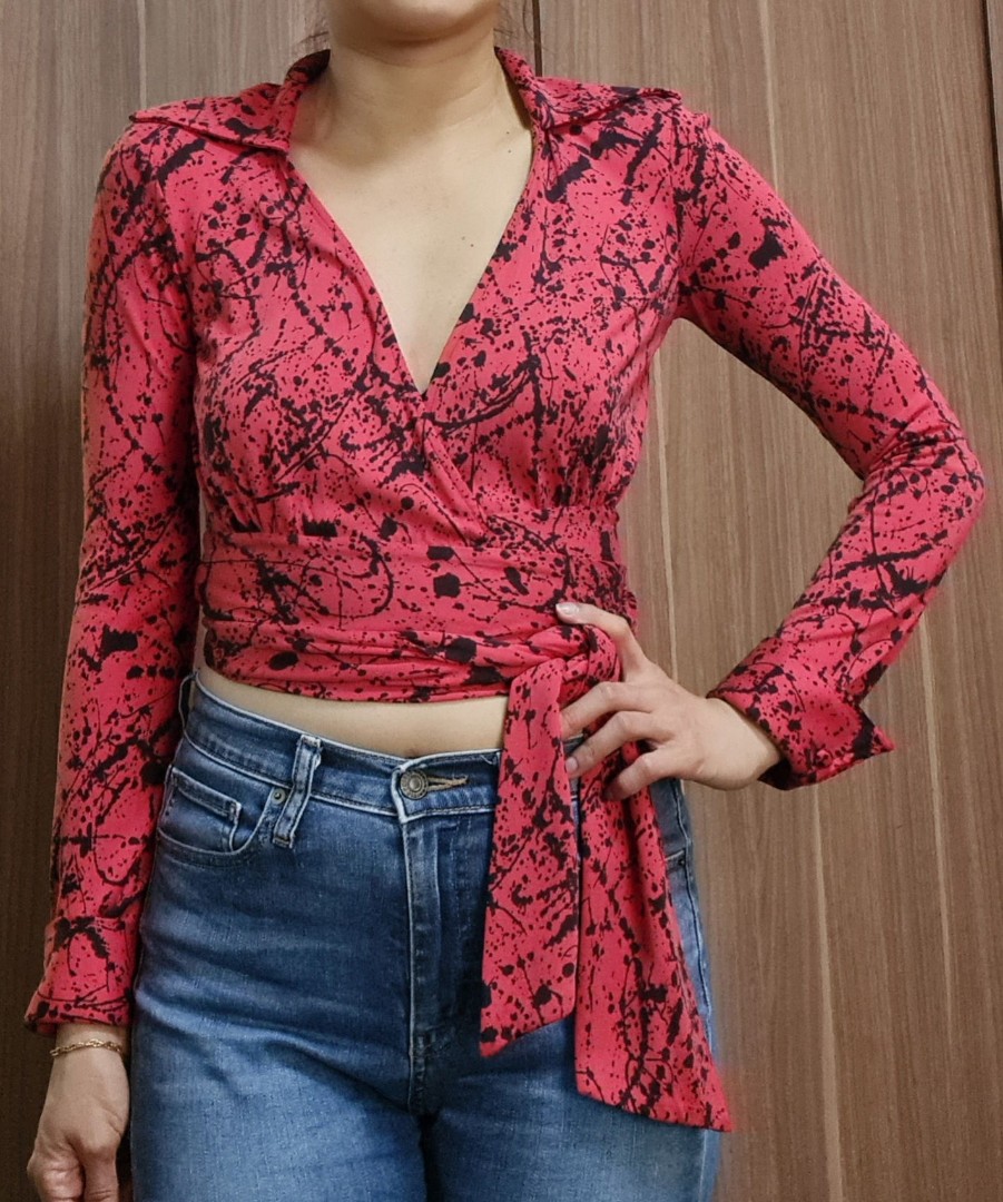 DVF wrap top (almost new!), Women's Fashion, Tops, Blouses on Carousell