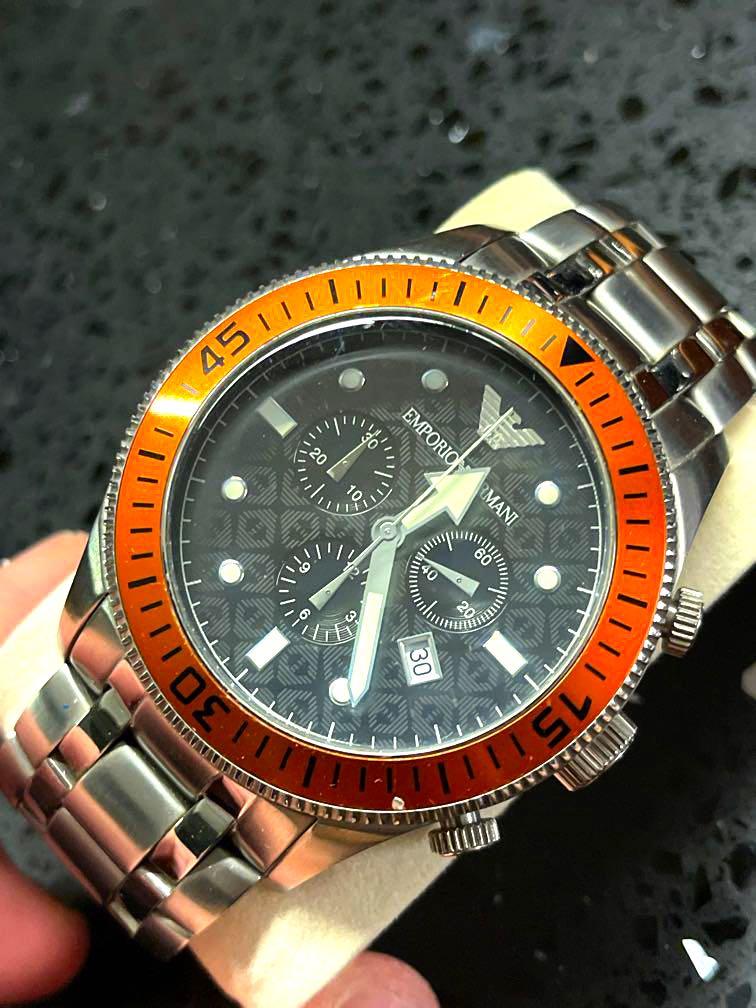Emporio armani orange watch sales