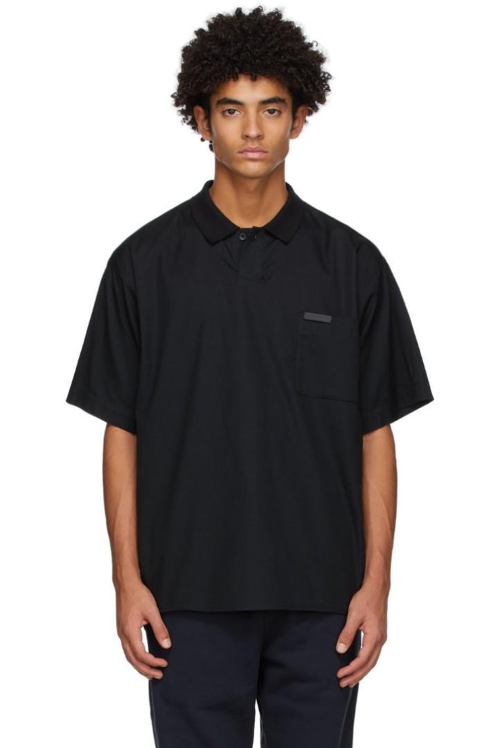 Fear of God SS21 7th Collection Short Sleeve Black Poplin Polo Shirt