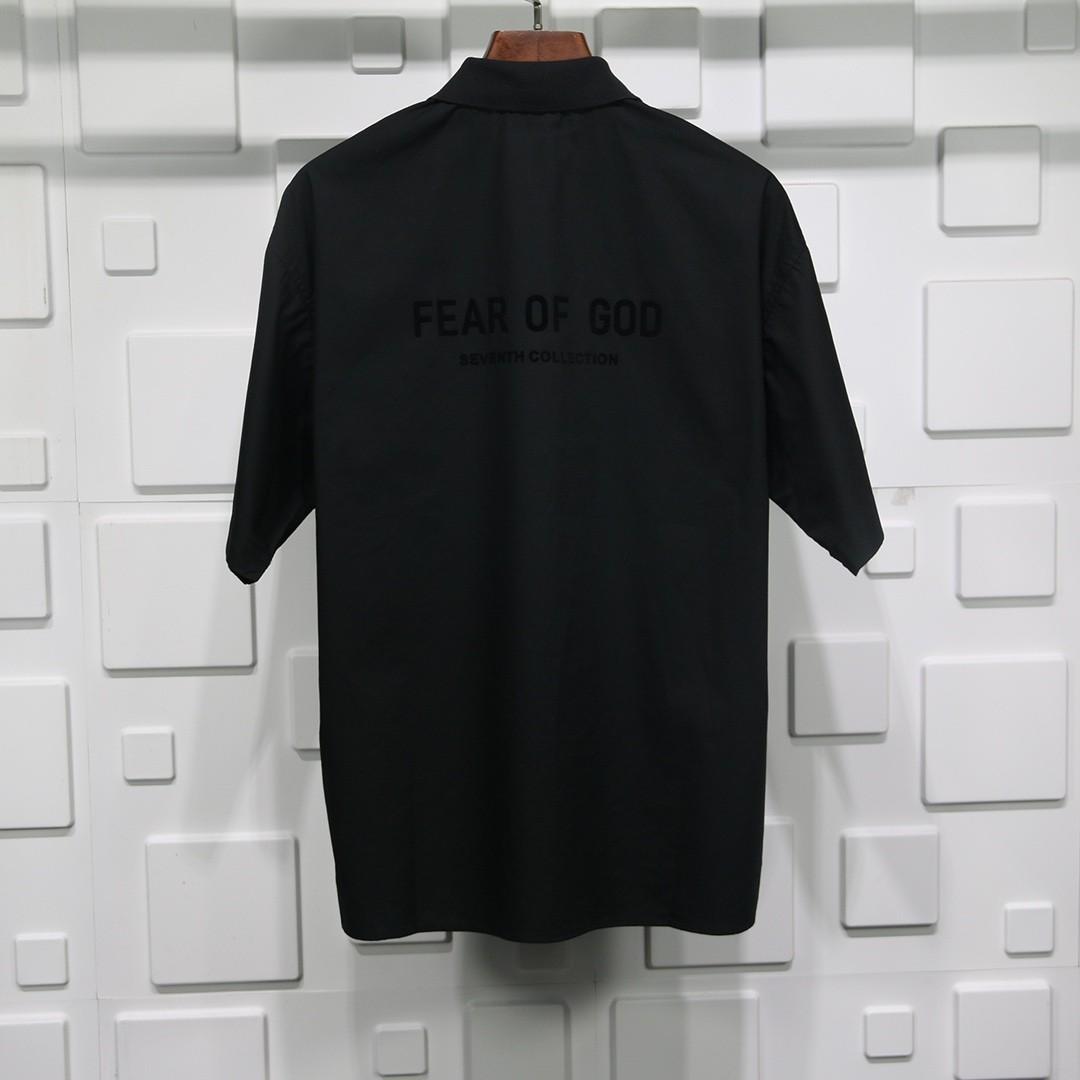 Fear of God SS21 7th Collection Short Sleeve Black Poplin Polo Shirt