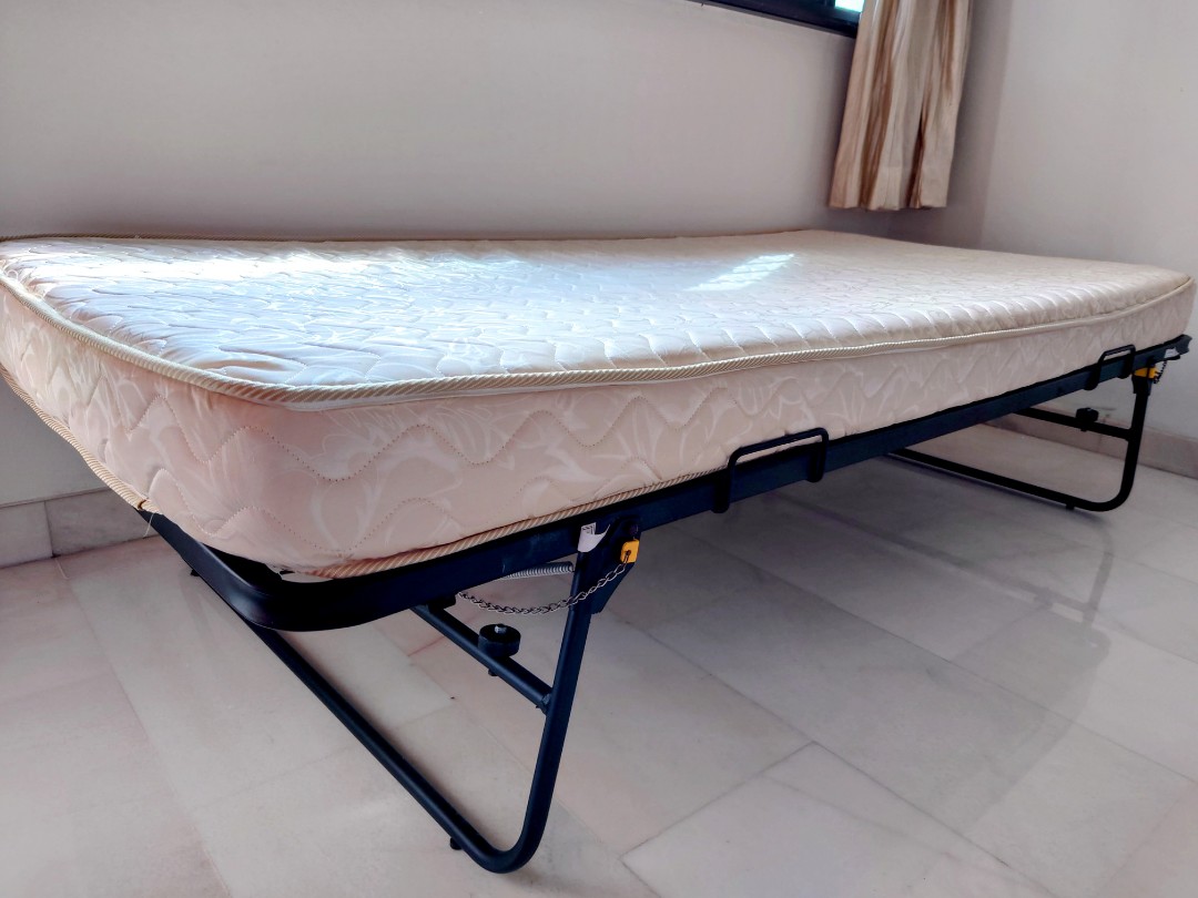 Foldable bend frame with mattress, Furniture & Home Living, Furniture