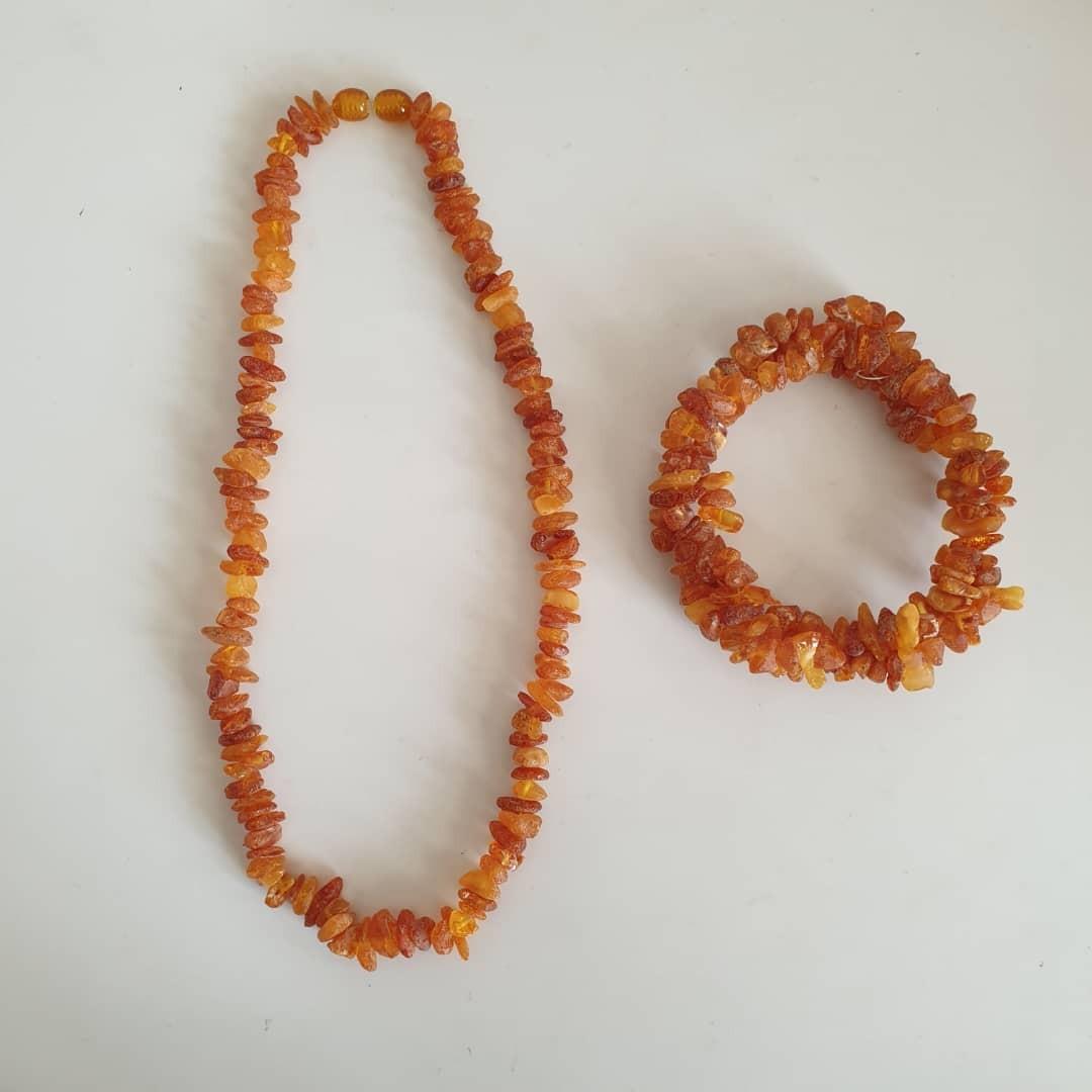 Genuine Raw Baltic Amber Necklace Bracelet Set Women s Fashion