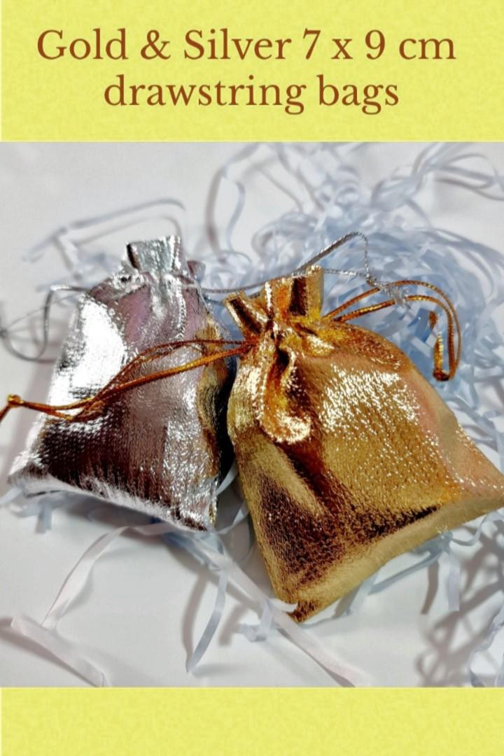 Gold and Silver 7 x 9 cm Drawstring bags gift bags pouch
