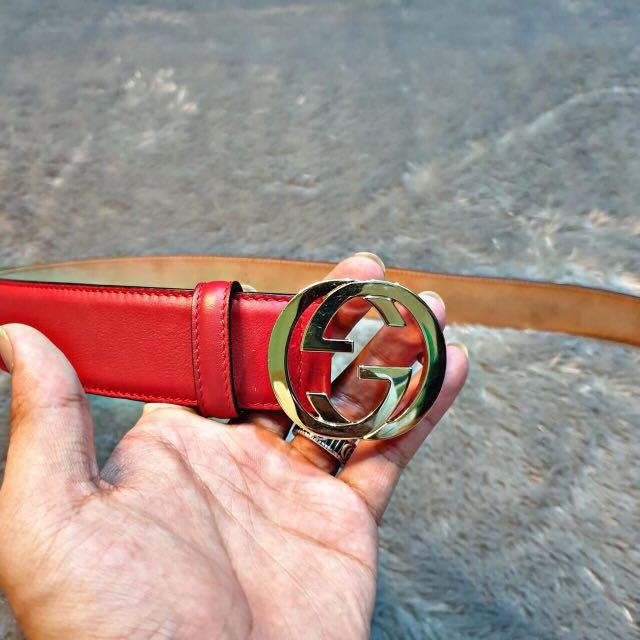 Gucci GG Red Woman Belt, Fesyen Wanita 