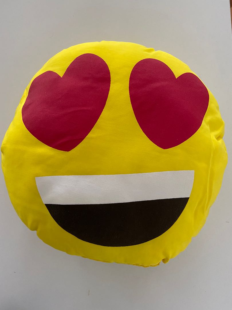Heart Eyes Emoji Pillow, Furniture & Home Living, Bedding & Towels on