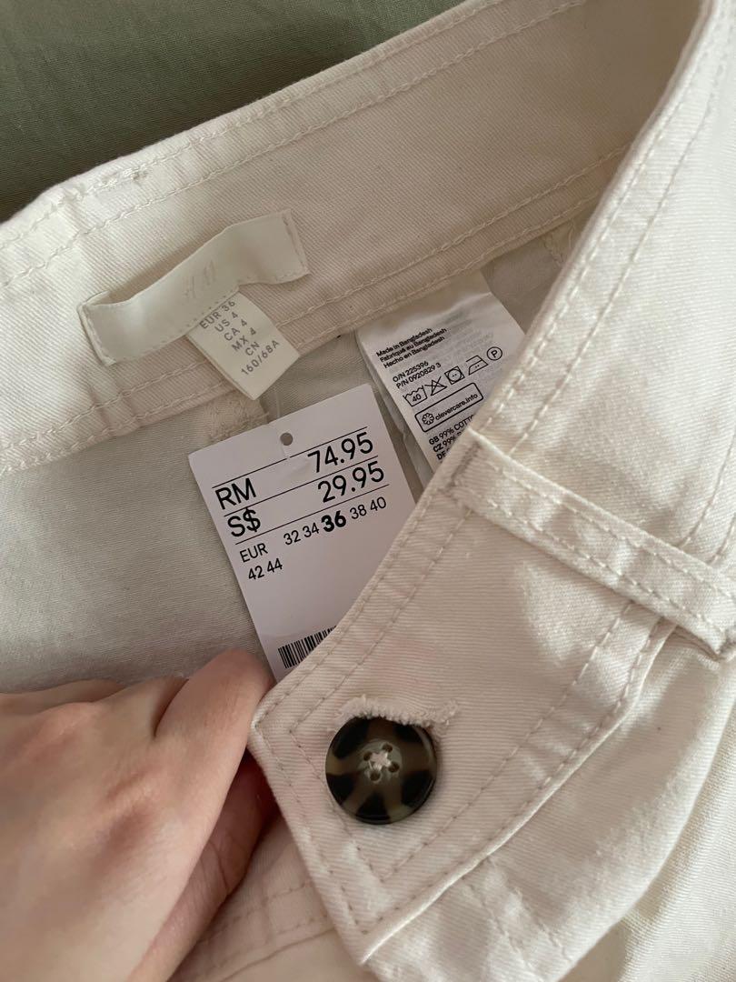 H&m white wide leg pants sales