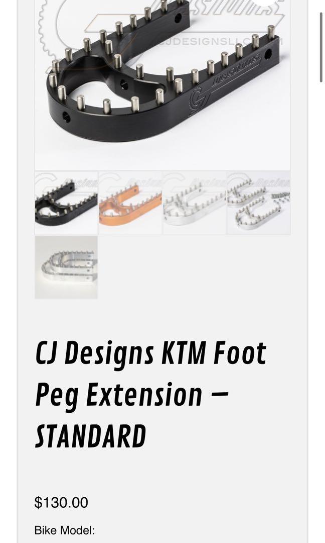 KTM foot Pegs with CJ Designs Billet Extensions, Motorcycles