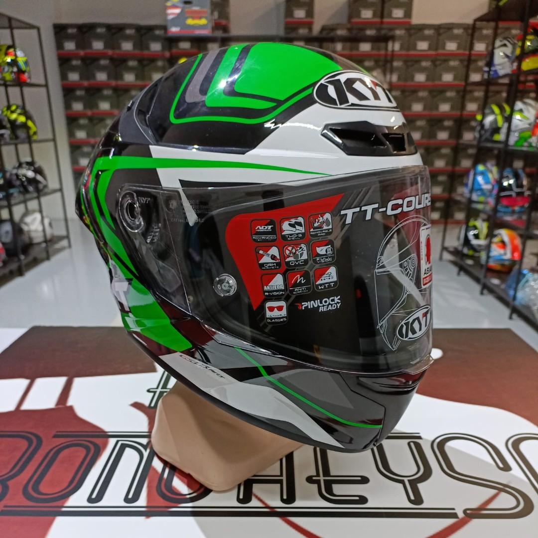 KYT PSB APPROVED TT COURSE OVER TECH BLACK GREEN Motorcycles