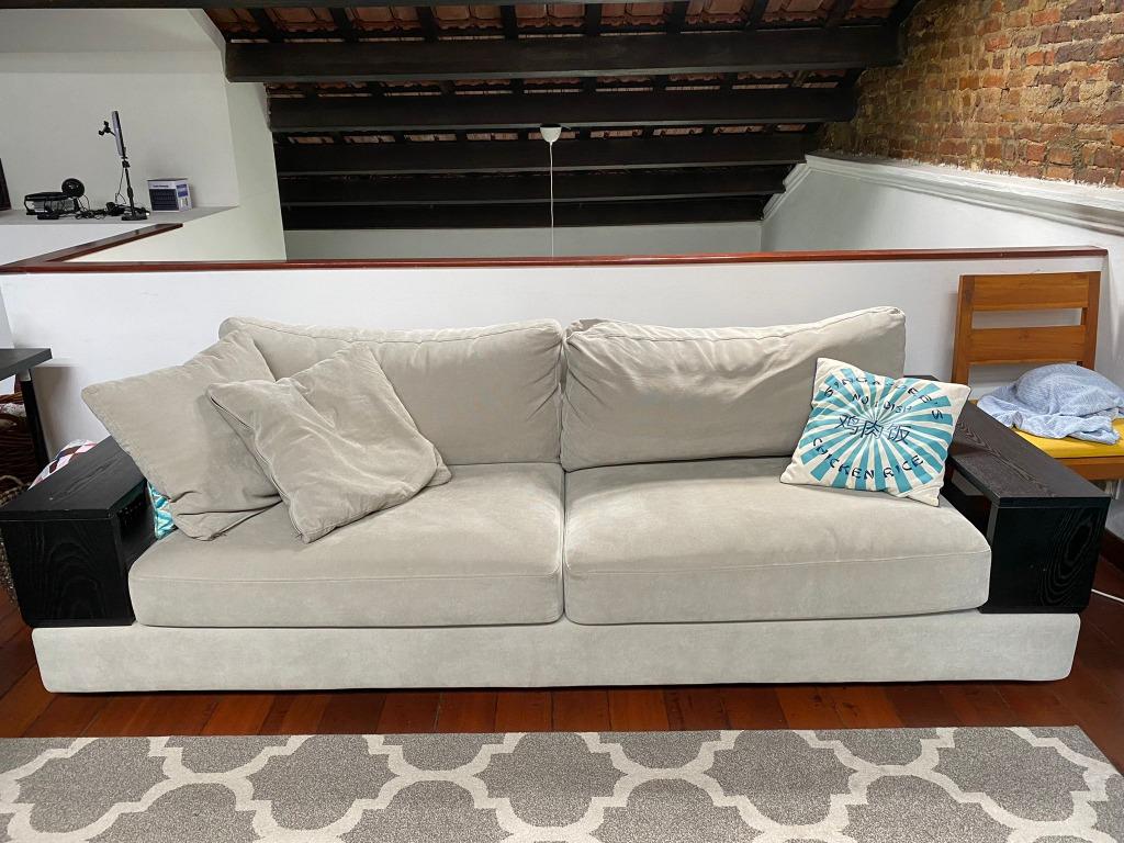 Large Sofa With Wooden Arms Furniture