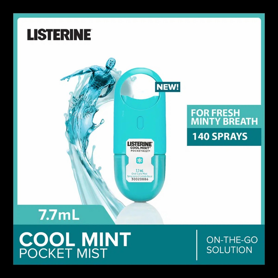 Listerine Pocketmist Cool Mint Oral Care Spray, Beauty & Personal Care