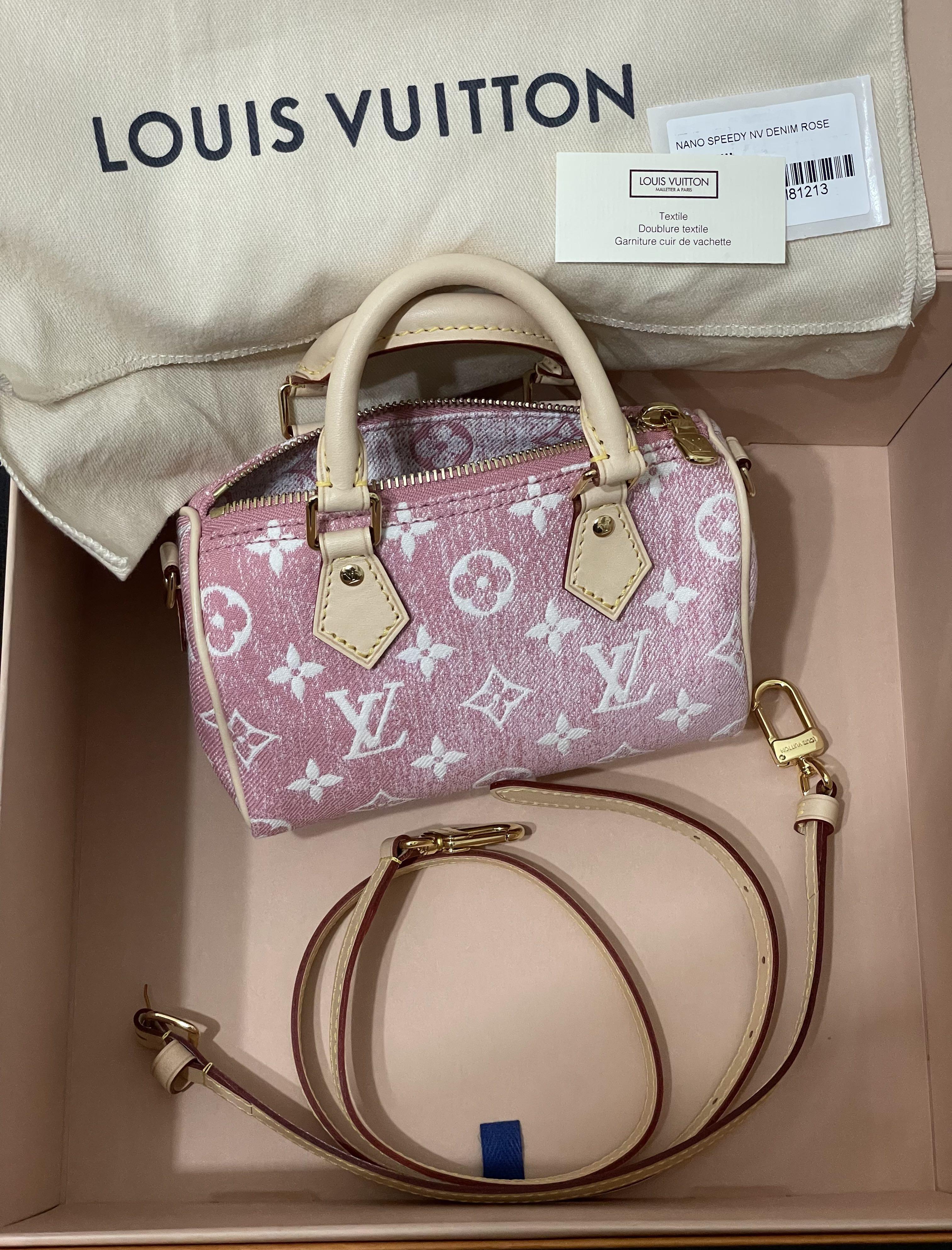 LV Nano Speedy Denim Rose Pink