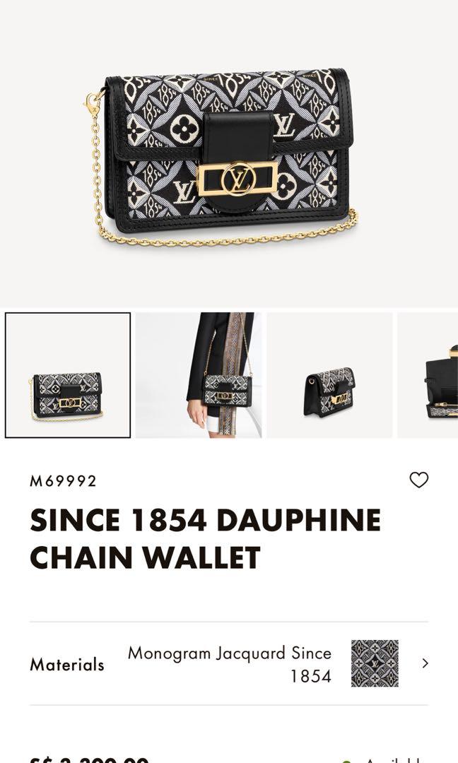 LOUIS VUITTON Jacquard Since 1854 Dauphine Chain Wallet Grey 1278401