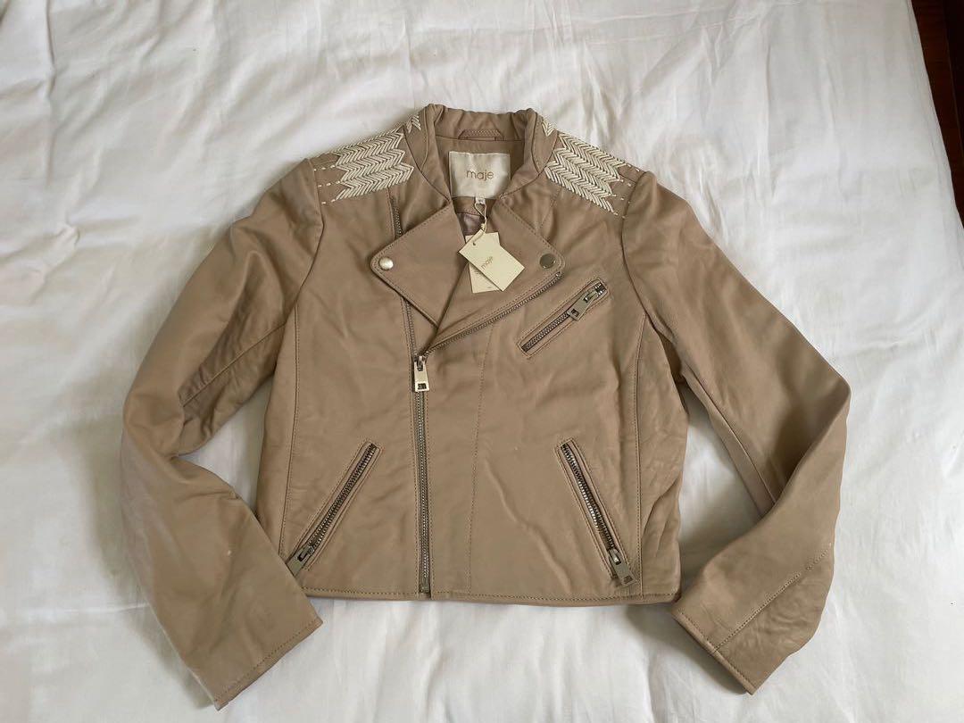Maje leather jacket, Women's Fashion, Coats, Jackets and Outerwear on  Carousell