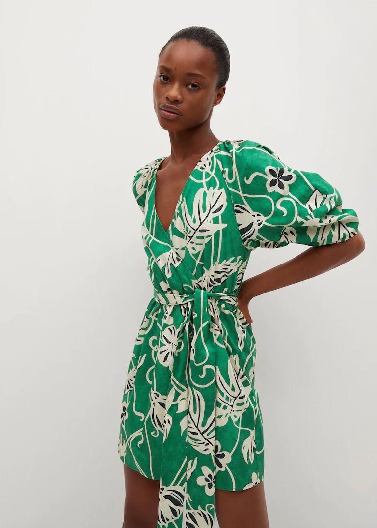 Mango green wrap dress clearance