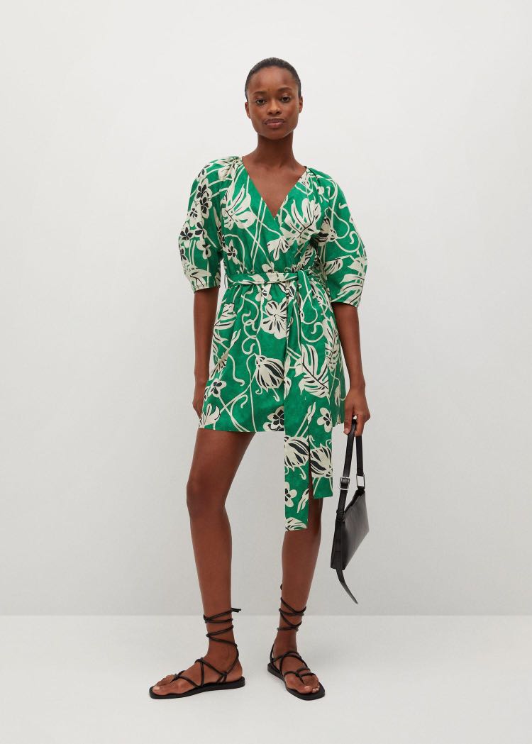 Mango green wrap top dress