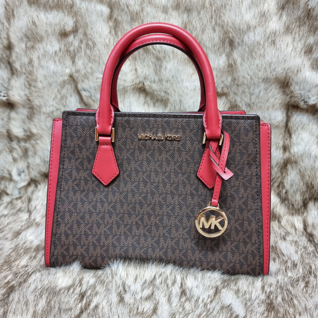 Michael kors brown outlet and red purse