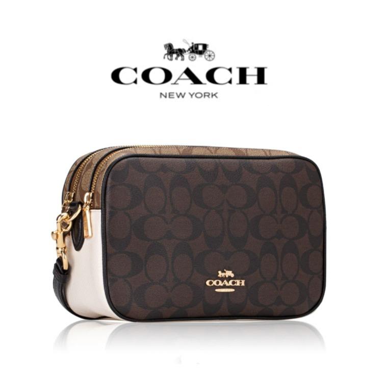 COACH Jes Crossbody Bag In Blocked Signature Canvas in Brown