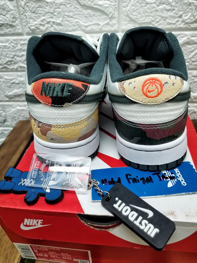 NIKE DUNK LOW SE "Sail Multi Camo" ORIGINAL, Men's Fashion