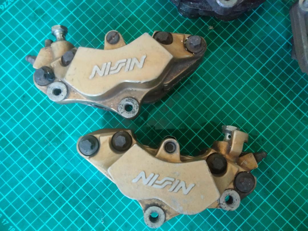 Nissin brake calipers pair, 4 pot, brembo sold, Motorcycles, Motorcycle