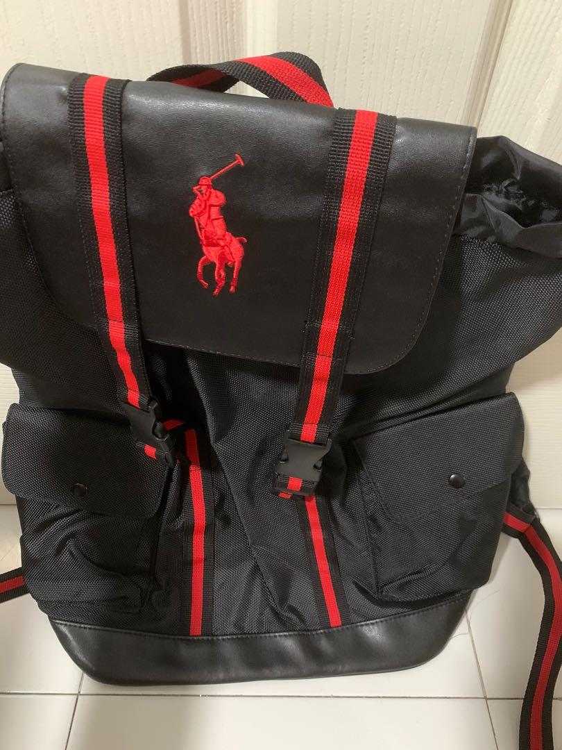Ralph Lauren Black & Red backpack, Men's Fashion, Bags, Backpacks on  Carousell