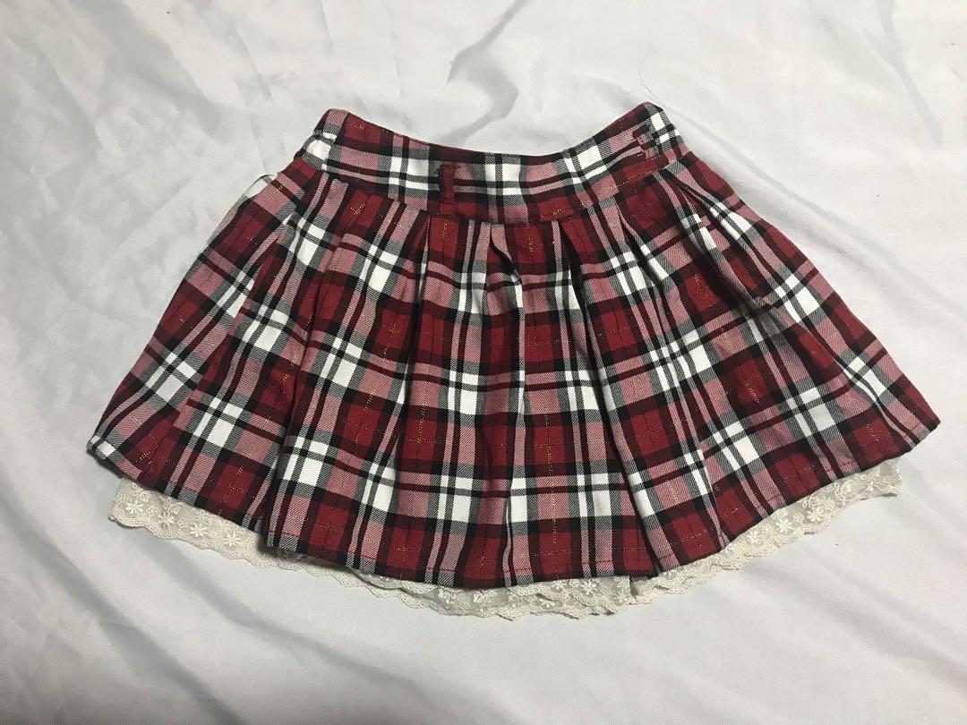 Red Plaid, Checkered, Mini Short/Skirt, Women's Fashion, Bottoms ...