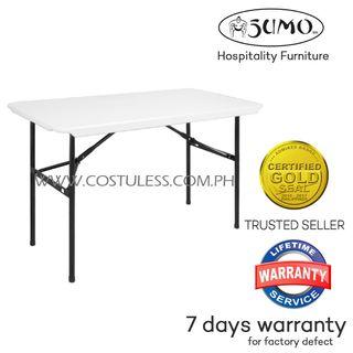 Sumo ST-2448SLM Rectangular Solid Slim Top Table Furniture with Foldable Steel Legs (White) Plastic Foldable table, Dining Table, Kitchen Table, Pantry Table, Outdoor Table, Picnic Table, Banquet Table, Fast food Table, Restaurant Furniture, Caffe Table