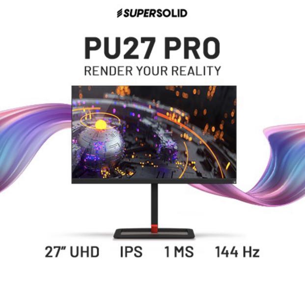 SuperSolid PU27 Pro 27 4K UHD [3840 x 2160] IPS 144Hz 1ms Flat Screen ...