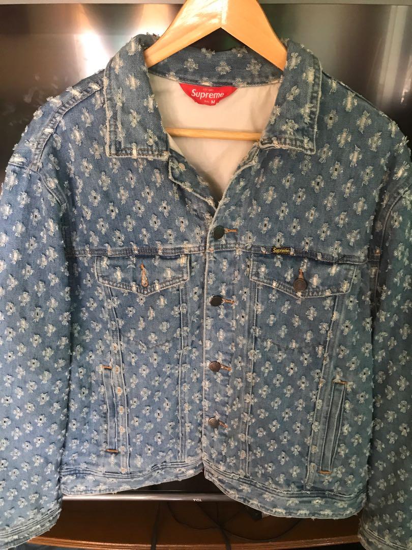 DropsByJay on X: Supreme Hole Punch Denim Trucker Jacket will