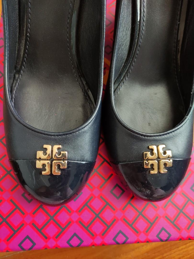 Tory burch jolie peep toe wedge sales