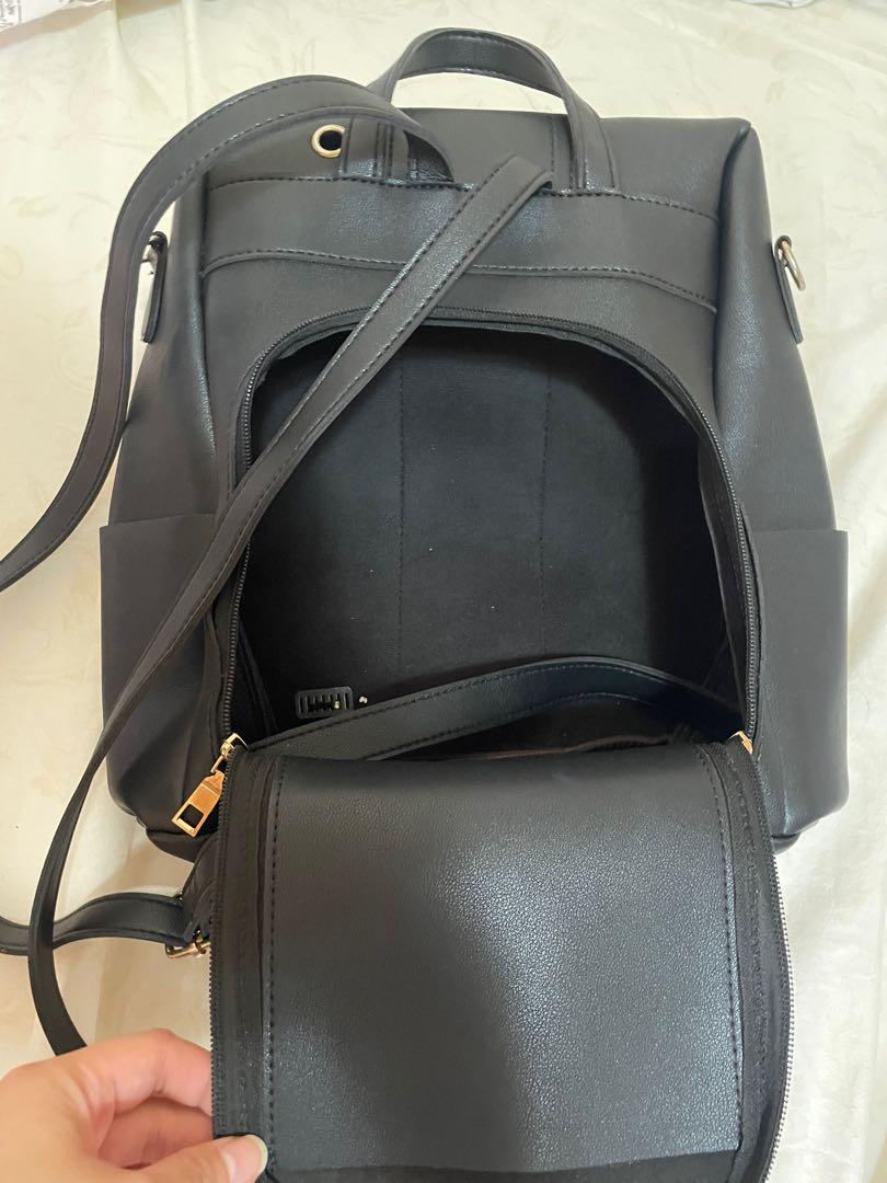 Two way backpack leather black, Women's Fashion, Bags & Wallets ...