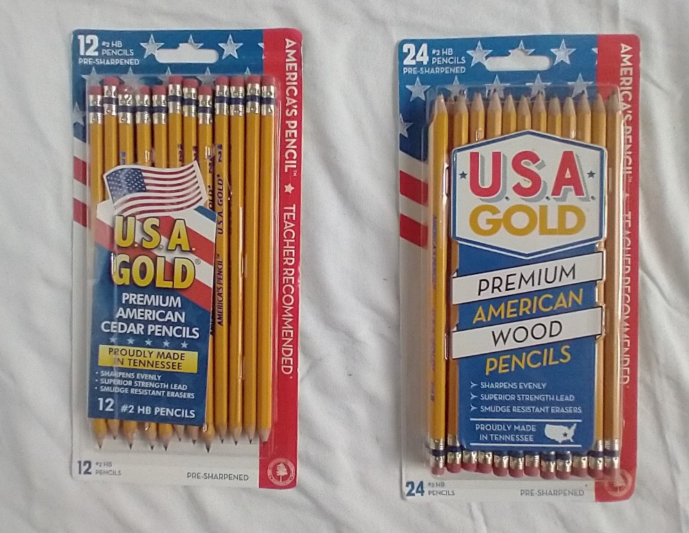 U.S.A Gold Premium American Wood #2 Pencils 24 Pack Pre Sharpened Made In USA 