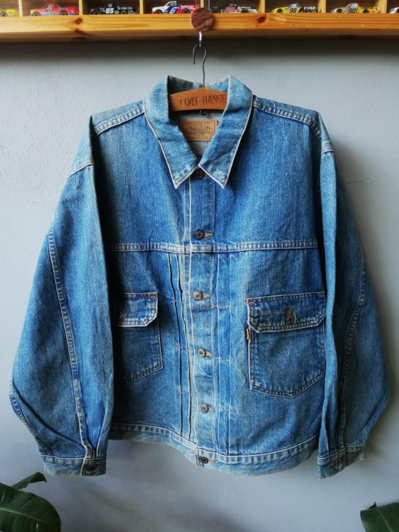 Orange tab trucker jacket shop