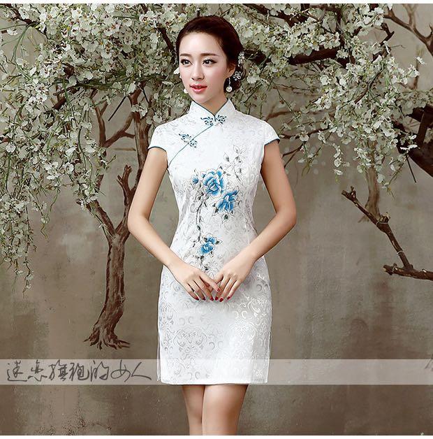 white cheongsam