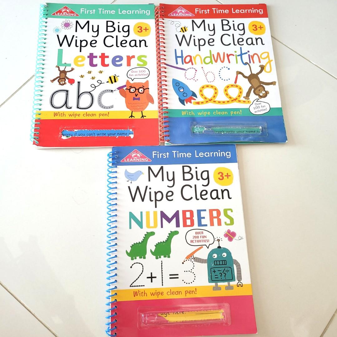 Wipe clean children books. Numbers, shape, alphabet, Hobbies & Toys