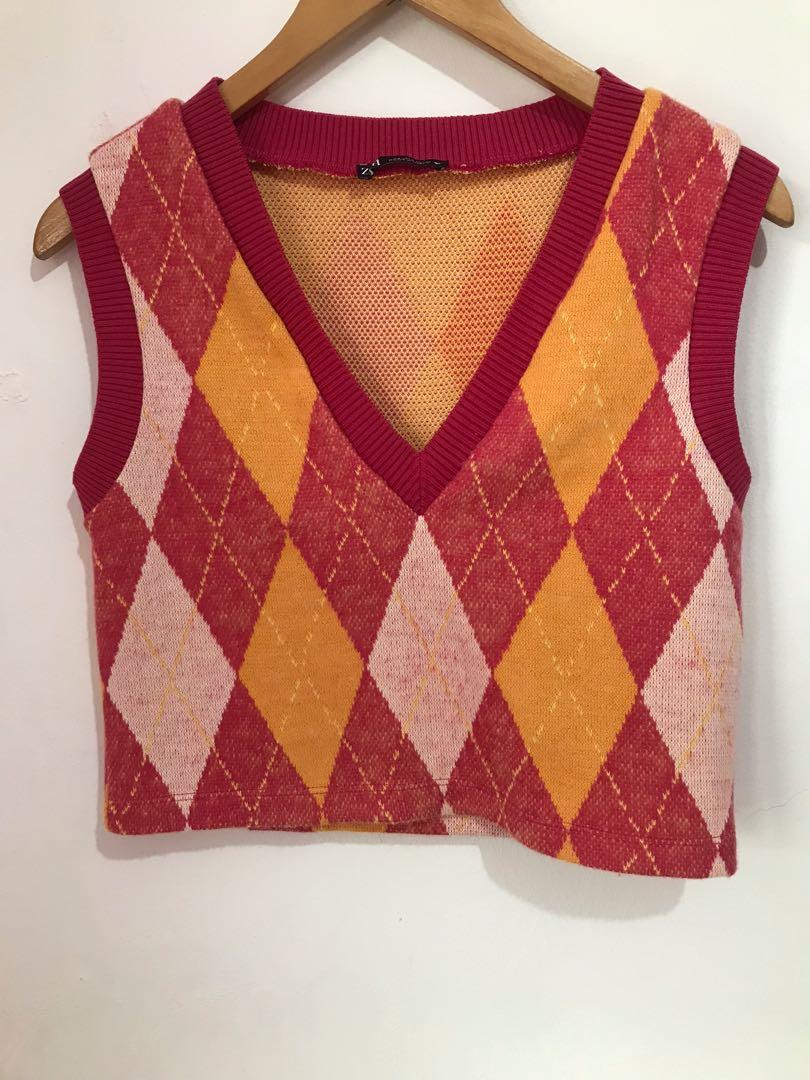 argyle sweater vest zara