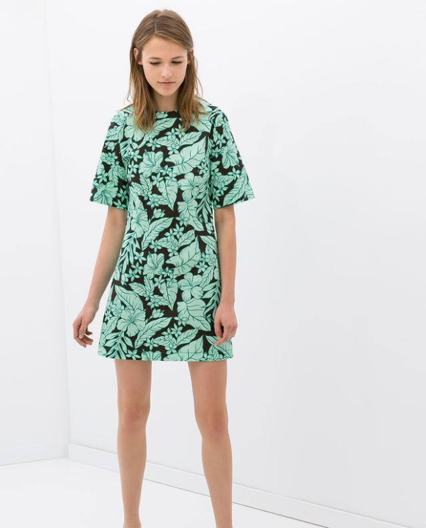 Zara leaf print dress cheap