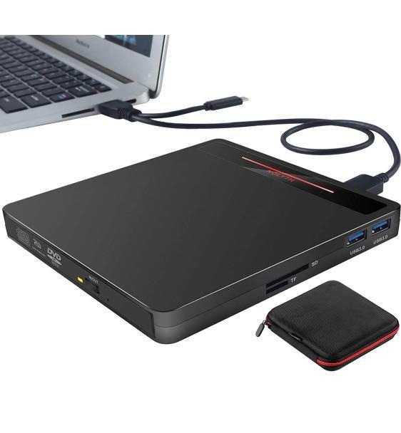 054) Nolyth External DVD Drive,5 in 1 USB 3.0/TypeC Slim Portable CD
