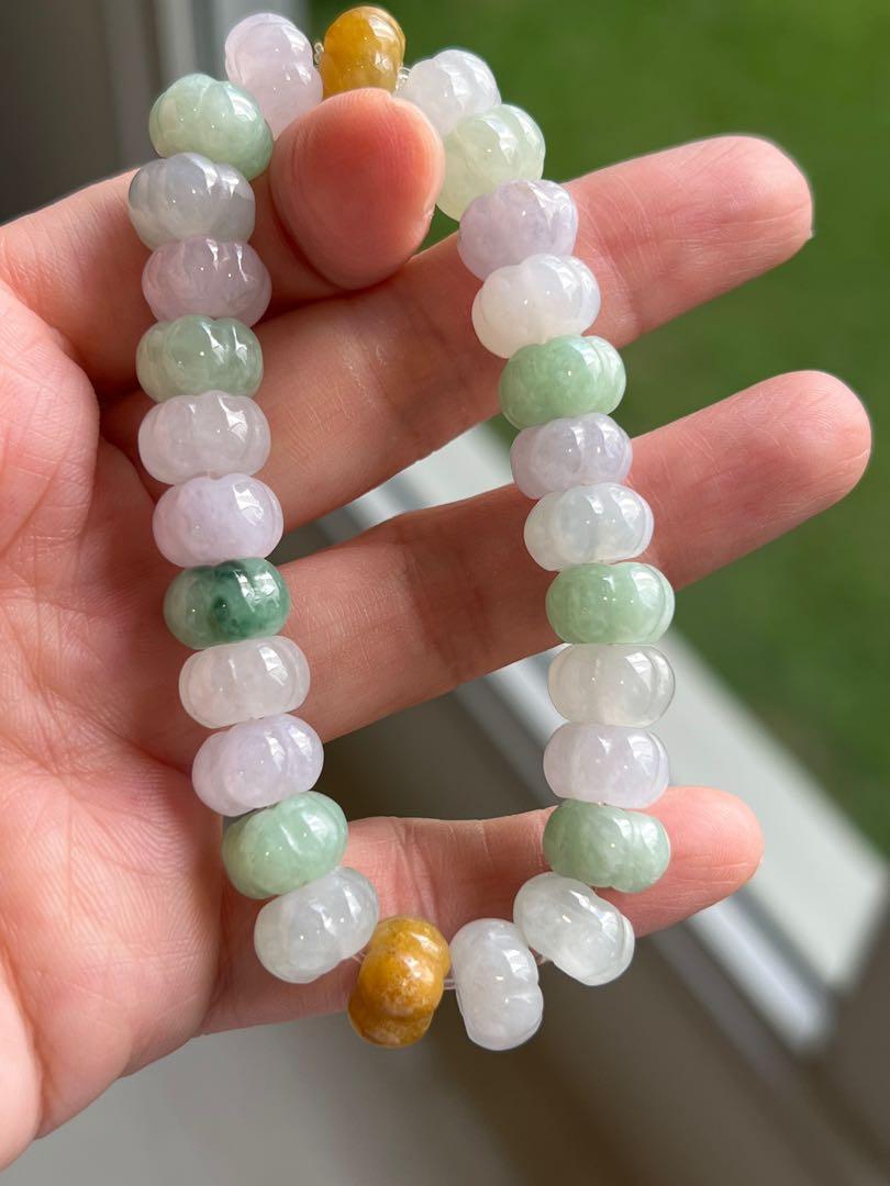 Type A Burmese Jade #10mm Pumpkin Beads Mixed Colour Jadeite Jade