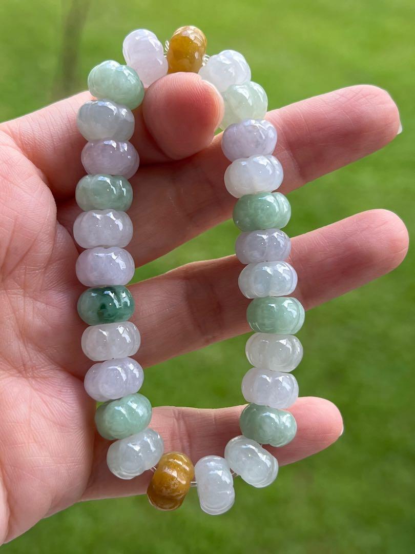 Type A Burmese Jade #10mm Pumpkin Beads Mixed Colour Jadeite Jade