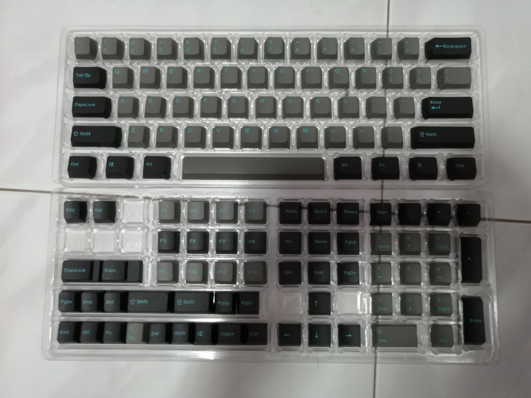 123 keys Graphite Green oem pbt doubleshot keycaps, Computers & Tech ...